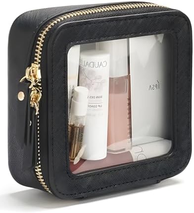 Small Cosmetic Bag for Purse Mini Makeup Bag for School Cute Clear Make Up Pouch for Travel Tiny Leather White Make Up Organizer Case for Backpack Toiletry Bag Waterproof Square Pouch with Zipper