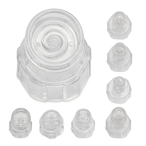 Elitzia Plastic Hydro Dermabrasion Microderma Heads Hydra Facial Aqua Peel Tips Water Peeling Caps Facial Care Skin Cleaning Tool Beauty Machine Replacement Spare Parts 8pcs Per Set (Transparent)