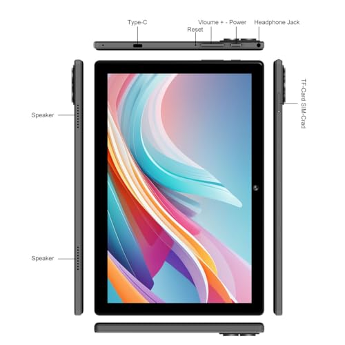 Crelander 10.1 Inch Android 13 Tablet with SIM Card Slot 4G LTE Calling,12GB, 8000mAh Battery, Dual Camera, Bluetooth/WiFi, Bundle with Case, Keyboard, Mouse & Stylus (Grey Black)