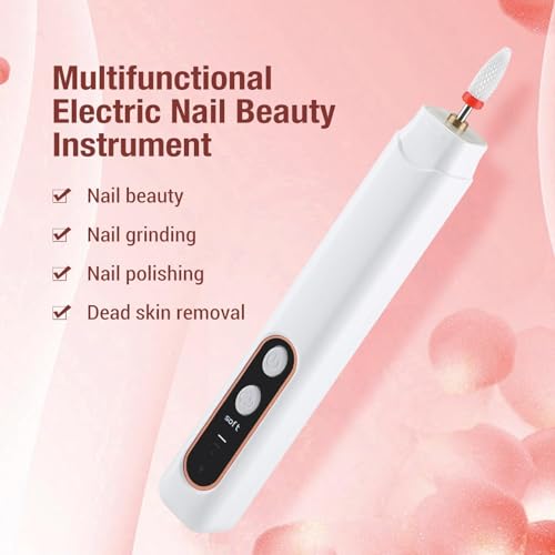TERRIFI Portable USB Nail Drill, Electric Nail Files, USB Electric Nail File for Acrylic Gel Nails, Cordless Portable Electric Nail Drill Machine, Manicure and Pedicure Tools for Nail Art DIY