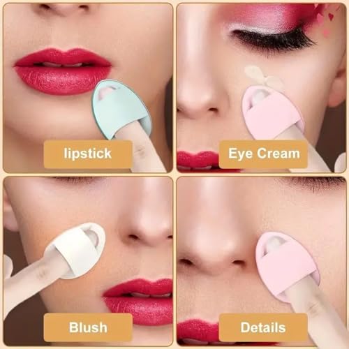 Pack Of 5 Mini Finger Powder Puff Applicator Makeup Sponge Set, Reusable Soft Plush Cosmetic Foundation Tools Face Make Up Wet Dry Use for Concealer, Suitable Beauty Blender (Pink)