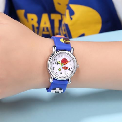 2 Packs Kids Watches for Boys, Toddler Watches Cute Football Cartoon Children Wrist Watch Easy Read Time Teacher Waterproof Boys Watch