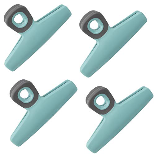 COOK WITH COLOR Chip Bag Clips Set of 4 - Food Clips, 5 Inches Wide Heavy Duty Chip Clips, Large Bag Clips for Food Storage Air Tight Seal Grip for Bread Bags, Snack Bags and Food Bags - (Teal)