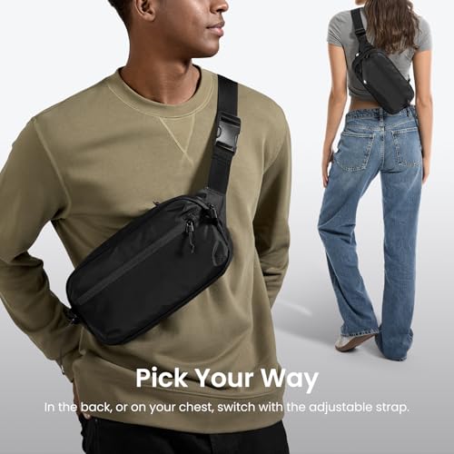 tomtoc Anti-Theft Sling Bag 3.5 L - Lightweight Shoulder Bag with RFID Protection for Switch 2 2025 | Water-Repellent & Organiser Chest Bag for Men & Women | Everyday Life, Travel, EDC | Black