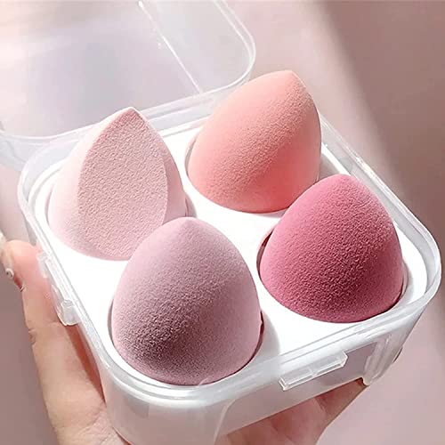 Womensa store Blender Sponge 4 Pcs in A Storage Box ,Makeup Cosmetic Puff Women's & Girls Makeup Sponge With Storage Box Foundation Powder Sponge Beauty Tools Women Makeup Accessories (Multicolour)