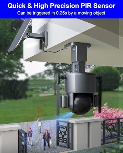 4G and WIFI Solar Security Cameras Wireless Outdoor, 4K 8MP 4G and WIFI Dual Lens Solar Camera, Full Color Night Vision Home Security Camera, 2 Way Talk, Humanoid Tracking