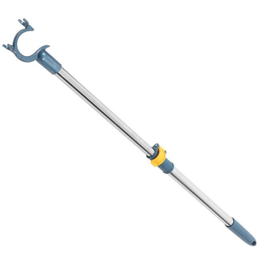 Cabilock Reach Hook, Telescopic Clothes Pole Long Reach Stick Stainless Steel Closet Pole Clothesline Pole Hooks Garment Pole for Balcony Closet Closet Shelf Blue