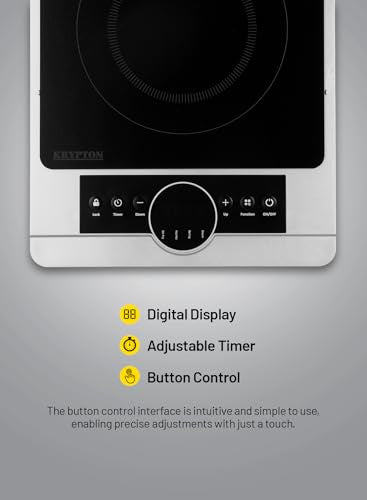Krypton 2000W Infrared Cooker | Electric Infrared Glass Ceramic Cooker | Digital LED Display | 8 Power Levels