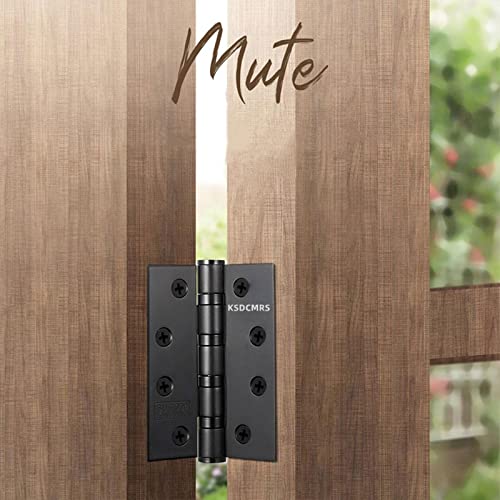 KSDCMRS Stainless Steel Door Hinge Ball Bearing NRP, Heavy Duty Inner and Outer Door Hardware for Left and Right Doors, 4" (101mm) x 4" (101mm) Door Hinge, Door Hinge 4 Pack (Black)