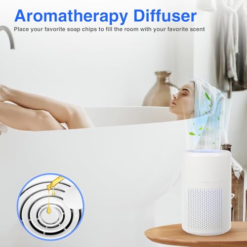 Small Air Purifiers for Home Bedroom，H13 HEPA Personal Desk Mini Air Purifier, 20db Quiet Small Air Filter Cleaner with USB Cable for Bedroom,Dorm,Pets,Smoke,Desktop,Office (White)