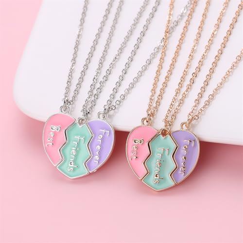 Pingyongchang 2-3Pcs Friendship Matching Necklace Heart Pendant BFF Necklaces Cute Alpaca Burger Fries Best Friend Necklace Jewelry Gift for Women Girls