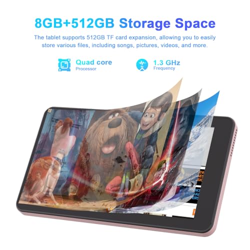 C idea 7 Inch Tablet,Android 13 Tablet,Quad Core Processor,8GB RAM 512GB ROM,512GB Expand,Dual Camera,Tablet with SIM, WiFi,Bluetooth,Case,StylusCM518 Pro (Pink)