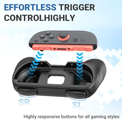 JOWILIN Joy-Con Grips for Nintendo Switch 2 (2025), 2 Pack Ergonomic Handle Joystick Kit Accessory, Comfortable & Anti-Slip Game Controller Kit for Nintendo Switch 2 Joycon Controller (Black)