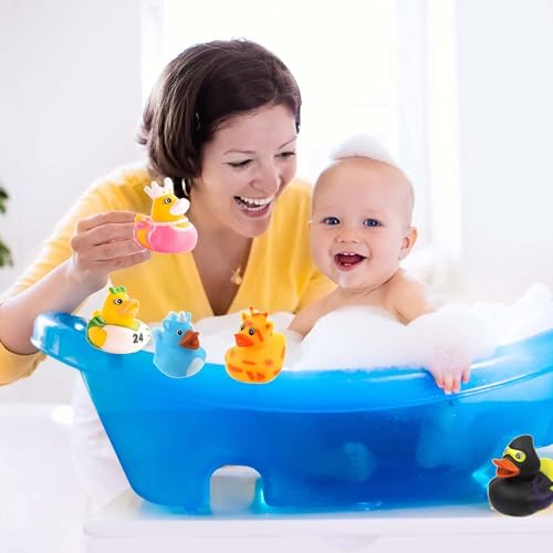 WEZCHUGHAOL 12 Pcs Rubber Ducks, Rubber Bath Duck Toys, Rubber Duck, Cute Bath Ducky Toys for Kids Baby Showers Birthday Parties, Classroom Incentives, Beach and Pool