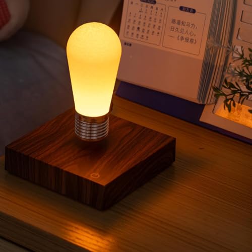 Levitating Bulb Lamp, 360 Degree Rotation Magnetic Floating Light Wireless Desk Lamp Floating Night Light Magnetic Tech Toy Decorative Desk LED Lamp for Gifts Room Home Office Decor