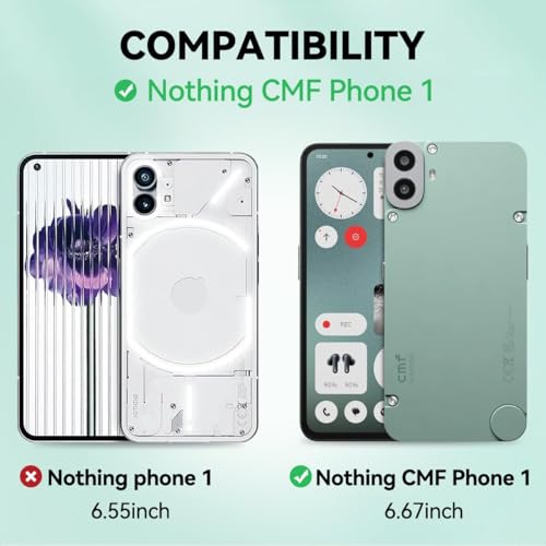 T Tersely for Nothing CMF Phone 1 Case, Hard PC Back + Soft TPU Bumper Crystal Clear Slim Fit Lightweight Transparent Skin Cover Shockproof Non-Slip Anti-Yellow Protection