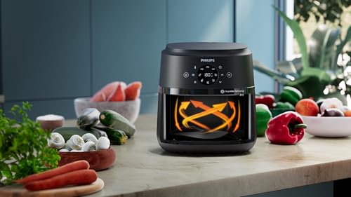 Philips Airfryer 2000 Series 4.2L - 1500W power, RapidAir technology, digital touch screen, 13 cooking options, 9 preset functions, Up to 90% less fat, Black - NA229/09[Amazon Exclusive]