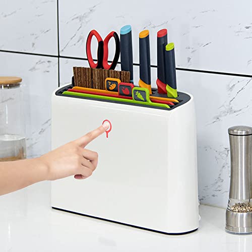 Smart Cutting Board, Smart Knife Cutting Board, Drying Holder Organizer for Kitchen, 4 Color Coded Chopping Boards, 4 Knives, Smart Home Gadgets