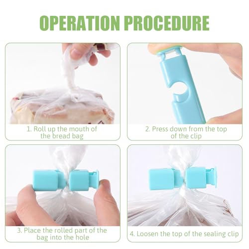 12pcs Food Bags Squeeze Clips, Push-To-Slip Non-Slip Food Bag Clips, Reusableeasy to Squeeze and Lock Spring Seal Bag Clips for Food Storage Suitable for Dried Fruit Food Sandwich Bread Storage