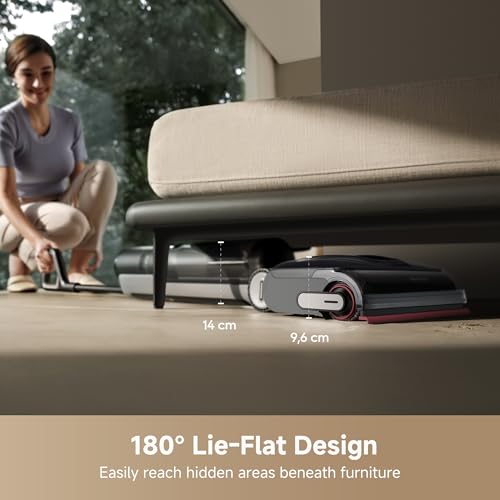 DREAME H15 Pro Wet and Dry Vacuum, GapFree AI DescendReach Robotic Arm, Triple Edge Coverage, 21KPa Suction, 0 Tangle, Immersive 100°C Brush Wash, 5 min 90°C Drying, 180° Lie-Flat, 2 Year Warranty