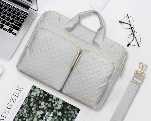 Lacdo 360° Protective Laptop Shoulder Bag, 15-15.6 inch Laptop Sleeve Case for Acer HP Dell ASUS Laptop, Acer Aspire, HP Pavilion, Dell Inspiron, IdeaPad,ASUS ZenBook Computer Bag, Space Gray