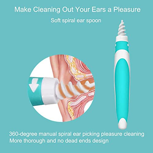 ELECDON Earwax Removal Tool, Soft Silicone Spiral Earwax Remover Tool for Everyone, Upgraded Safe Ear Cleaning Tool,Grips Ear Pick Clean with 16 Replacement Heads