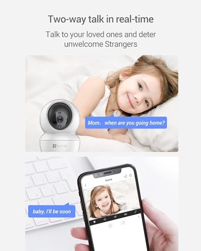 EZVIZ C6N Security Camera, 3MP 2K CCTV Camera for Home, Indoor Camera, WiFi Camera, Baby Monitor with Smart Motion Tracking, Sleep Mode, Night Vision, Two-way Talk, Smart Tracking, Works With Alexa