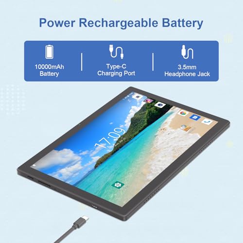 C idea10.1 Inches Tablet,Android 14 Tab,5G Tablet Dual SIM 8GB RAM 1TB ROM,10000mAh Battery With Bluetooth Keyboard,Mouse and Speaker CM8200plus (Black)