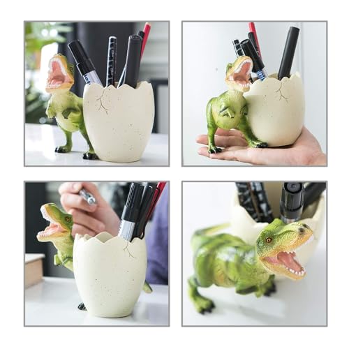 THE WHITE SHOP Dinosaur Pen Holder for Desk, Pencil Holder, Cute Fashion Desk Organizers and Accessories, Office Supplies Idea for Women and Kids(Green)