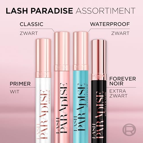 L’Oréal Paris Intense Volume Mascara, Eyelash Lengthening for Sensitive Eyes, Gentle and Flake Free, With Castor Oil, Lash Paradise, Black