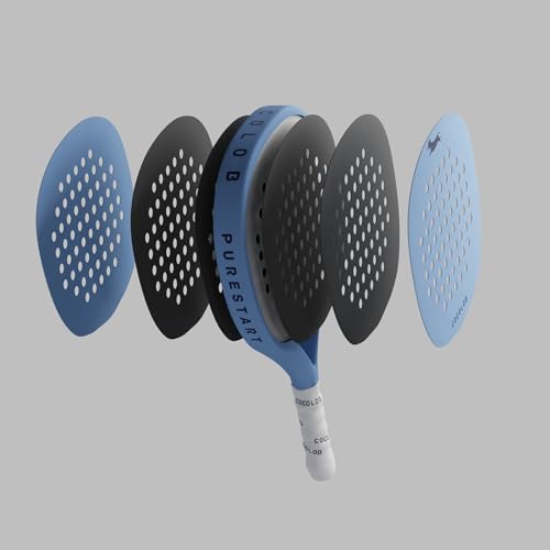 COCOLOB PureStart Padel Racquet Sky Blue - Cover Bag - Head Protector ??Carbon Fiber Full Carbon ??Soft EVA Core ??Round Shape ??addle Tennis Racket Beginner Intermediate ??For Men and Woman