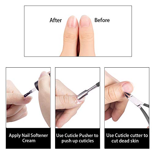 Ejiubas Cuticle Trimmer With Pusher - Professional Stainless Steel Remover, Nipper, Cutter, Clipper - Durable Pedicure Manicure Tools for Fingernails and Toenails - Gray
