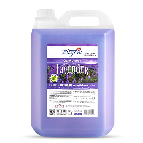 Elegant Hand Wash Liquid Refill - 5 Liter - Lovely LAVENDER - Effective Germ Protection – Liquid Hand Wash provides Gentle And Effective Care – Fragrant And Soft