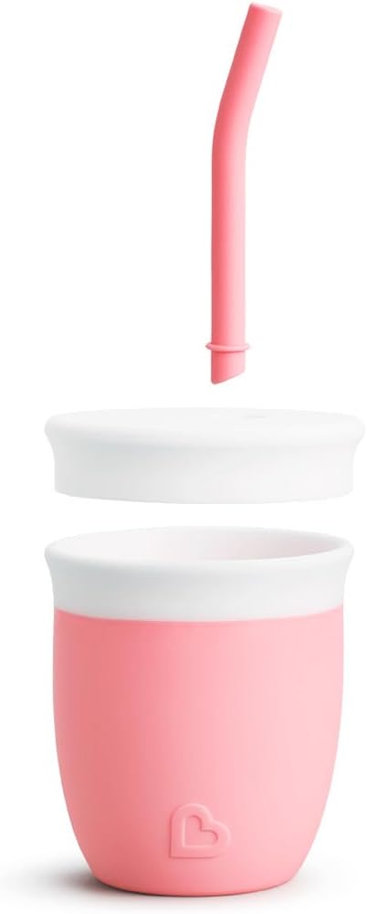 Munchkin C’est Silicone! Open Training Cup with Straw for Babies and Toddlers 6 Months+ Ideal Transition Sippy Cup, Free Flow Sippy Cup to Straw Cup for Baby and Toddler weaning, 4oz / 120ml, Mint