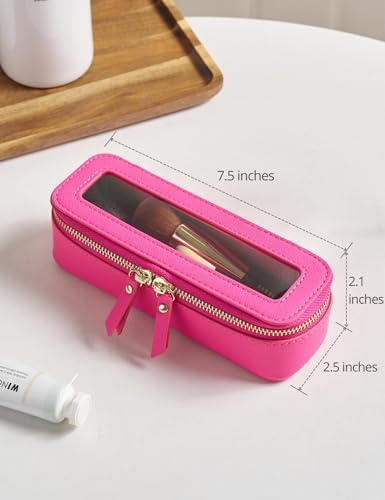 Small Cosmetic Bag for Purse Mini Makeup Bag for School Cute Clear Make Up Pouch for Travel Tiny Leather White Make Up Organizer Case for Backpack Toiletry Bag Waterproof Square Pouch with Zipper