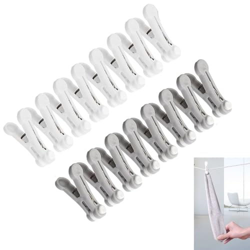 16Pcs Plastic Clothespins - Strong Traceless Utility Clothes Pins, Non-Slip Windproof Laundry Pegs, Non-Trace Sealing Clips for Clothesline