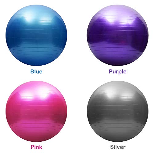 Explopur Exercise Ball Anti Burst(Multiple Sizes) For Fitness - Stability, Balance & Yoga - Workout Guide & Pilates Barre Physical Fitness Exercise Ball-Pink