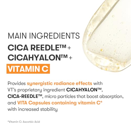 VT Cosmetics Vita-Light Reedle Shot 100 | Serum with Vitamin C Capsules, Vitamin E, Hydrating Care, Korean Skincare for Sensitive Skin 1.69Fl Oz(50ml)