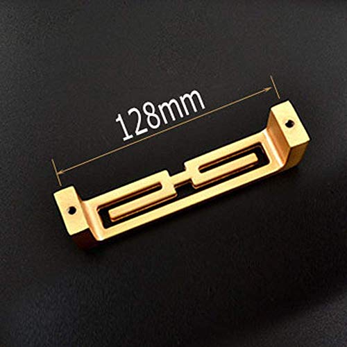 Mou 4 Pcs of Chinese Cabinet Hardware Handles, Drawer Pulls, Closet Handles Stylish Golden Copper Handles Double-Hole Handle