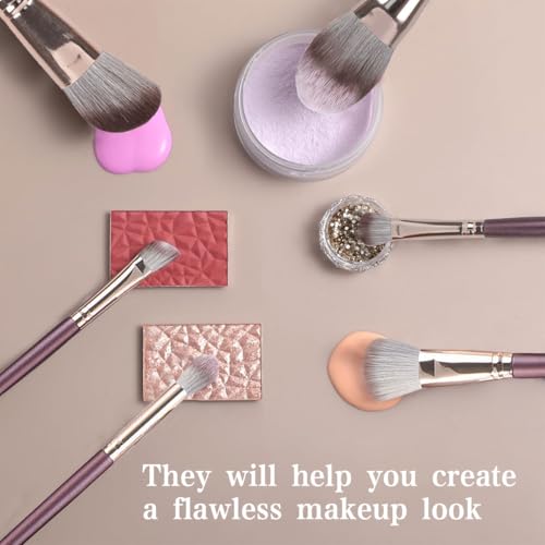ECVV 14Pcs Premium Synthetic Makeup Brush Set - Foundation, Concealer, Eyeshadow, & Blush Makeup Brushes for Women Girls