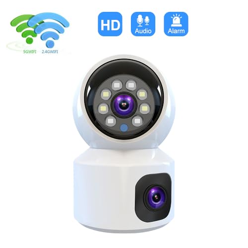 Rubo Safe Live Dual-Lens 4M WiFi Security Camera Indoor, 355° Views Pan/Tilt Home CCTV Camera with 2 Way Audio, One-Touch Calling, Smart Person Detection, 2.4G/5G Dual-Band WiFi,