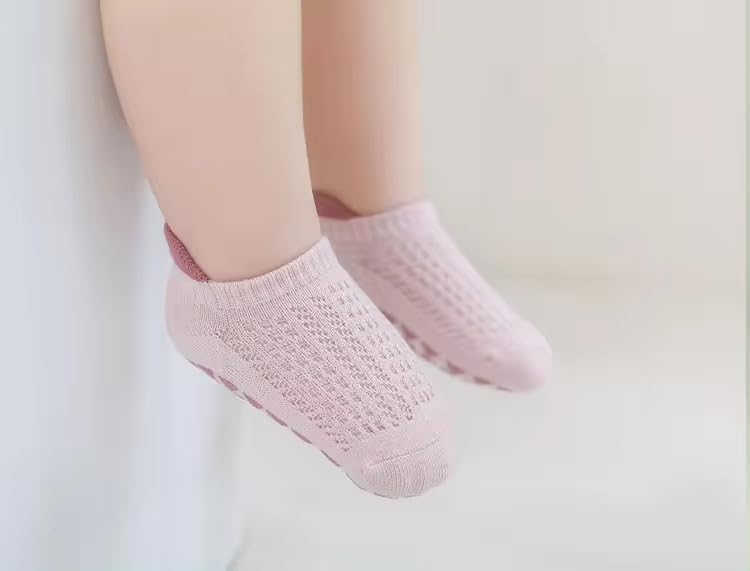 Non-Slip Baby Socks Spring Summer Season - For Baby's Safe Steps - Soft Cotton - Grippy Soles - For Babies, Girls and Boys Toddlers (0-5) Years, 3PCS