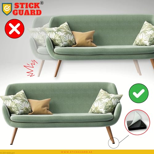 StickGuard Non Slip Furniture Rubber Leg Pads for Hardwood Floors 90 Pcs - 45 Round, 45 Square Furniture Feet - Rubber Furniture Floor Protectors - Chair, Table, Couch, Bed Stoppers to Prevent Sliding