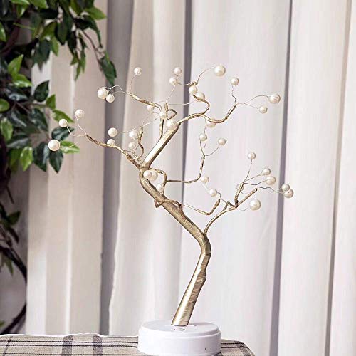 U-HOOME Tree Lights Night Light with Touch Button, 36 LED Pearl Beads Fairy Light Children's Room Décor Battery & USB Powered Tree Lamps Bedside & Table Lamps for Kids Room,Christmas