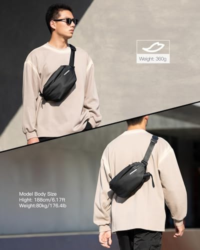 Inateck Compact Bum Bag 4L, Stylish Sling Bag Men Women Waterproof Chest Bags Shoulder Bag Shoulder Bag Crossbody Bag for Travel School Hiking