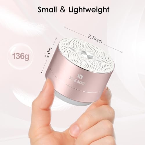XLEADER Mini Bluetooth Shower Speaker, IPX6 Waterproof Speaker, with RGB Lights, Mic, Portable Silicone Lanyard, Suction Cup, Clear Sound&Rich Bass, 12h Playtime, Small Pink Gifts for Girls Women