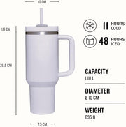 Quencher H2.0 FlowState Stainless Steel Vacuum Insulated Tumbler with Lid and Straw for Water, Iced Tea or Coffee, Smoothie and More, 40 oz (Rose Quartz)