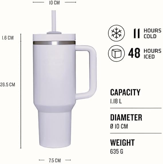 Quencher H2.0 FlowState Stainless Steel Vacuum Insulated Tumbler with Lid and Straw for Water, Iced Tea or Coffee, Smoothie and More, 40 oz (Rose Quartz)