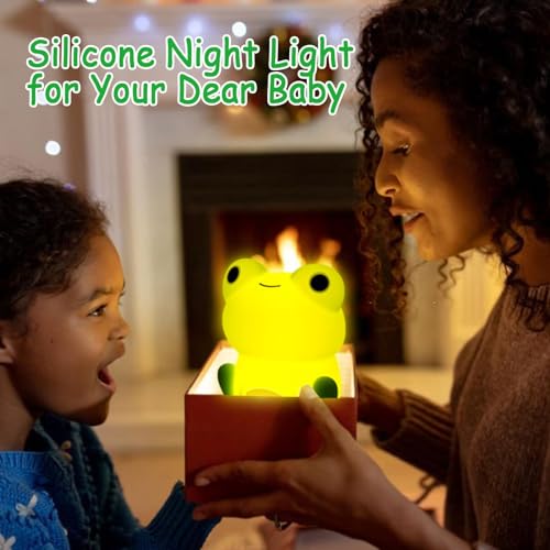 Frog Night Light, Cute Frog Night Lamp Bedroom Nightlight, Soothing Color Change Frog Light, for Girls Boys Teens, USB Rechargeable Silicone Animal Nightlight Christmas Birthday Gifts, Room Decor