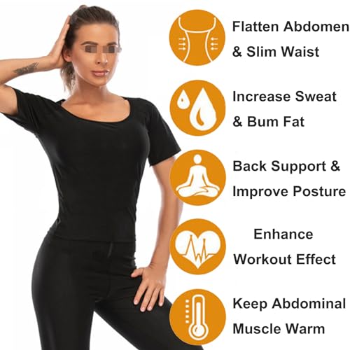 Sauna Shirt for Women Short Sleeve, Workout Tank Top for Women, Women's Sweat Sauna Vest Fitness Body Shaper